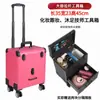 Maleta de Maquiagem de Camada Dupla para Maquiadores, Tatuadores, Beleza Médica, Centros de Massagem nos Pés, Caixa de Ferramentas Portátil com Rodinhas Tipo Carrinho com Design de Roda de Avião