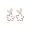 Aguja de Plata Estilo Japonés y Coreano Pequeño Fresco Color Hueco Flor Hueca Amor Aretes Dulces Lindos Elegantes Aretes Aretes