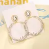 Pendientes de Moda Europeos y Americanos con Pedrería Pendientes Geométricos de Círculo Exagerados Pendientes de Gota de Alta Gama Completamente de Diamante para Mujer en stock