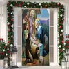 Cubierta de Puerta de Tela Elástica Cubierta de Puerta de Navidad Alegre Transfronteriza Tapiz Fondo de Tela de Regalo de Papá Noel para Fiesta Festiva