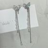 Super hada dulce elegante lazo de pedrería Cristal borla clip para hueso de la oreja sin perforación moda estilo frío aretes de lujo ligero