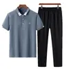 Comercio Exterior Casual Camiseta de Seda de Hielo Estilo Papá para Hombre Nueva Camisa Polo Versátil Transfronteriza de Manga Corta Conjunto Deportivo de Verano