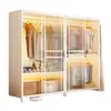 Armario de Acero Simple para el Hogar Almacenamiento para Habitación de Alquiler Armario Colgante para Ropa Armario Pequeño para Apartamento con Puerta Deslizante a Prueba de Polvo