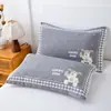 Funda de almohada de gasa mediana, hilo fino, sin bolitas, sin decoloración, 46*68, funda de almohada grande para estudiante, hogar, adulto, par