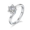 Anel de diamante de 1 quilate banhado a prata moissanite feminino 925 prata redonda cor D 6,5 mm anel de diamante da moda para casamento