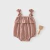 Bolsa de bebé femenina, ropa de verano a cuadros con lazo triangular, ropa de escalada, ropa de princesa de verano, ropa fina con tirantes