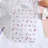 Manicura Rosa Calcomanías Japonesas Cisne Negro Cisne Blanco al por Mayor Calcomanías 3D para Uñas Flor Pluma Lazo Cisne