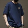 Camiseta de manga curta estampada simples e moderna estilo americano, nicho de verão, camisa casual de algodão pesado para homens