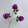 Arreglo fotográfico para decoración de bodas: Rosa de jardín de tres cabezas, rosa de montaña nevada, flor de simulación de boda