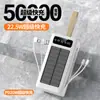 Batería Externa Solar para Exteriores Transfronteriza de Súper Gran Capacidad 50000 mAh Carga Rápida y Cable Incorporado Fuente de Alimentación Móvil Venta al por Mayor