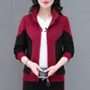 Blusão Cardigan Casual Jaqueta Esportiva para Mulheres, Estilo Curto para Primavera e Outono, Novo Modelo de Primavera 2026, Jaqueta Baseball Top para Mãe de Meia-Idade