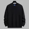 Sudadera de cuello redondo de manga larga para hombre, para otoño e invierno, de color liso, cálida, de algodón, versátil y casual para hombre