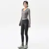 Nuevo Conjunto de Yoga para Mujer: Top de Entrenamiento de Running, Deportes, Tenis, Pilates de Gama Alta, Ropa de Fitness, Pantalones de Tiburón de Manga Larga