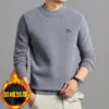 Suéter de Forro Polar para Hombre Cuello Redondo Otoño e Invierno para Hombres de Mediana Edad y Mayores Suelto Engrosado Cálido Camiseta Interior de Punto para Hombre