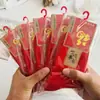 Calcetines Rojos Empacados Individualmente para Parejas de Boda con Personajes de Bendición, Calcetines de Algodón para Mujer, Media Caña, Recién Casados, Rojo Brillante, Año del Zodiaco, Puestos Callejeros al por Mayor