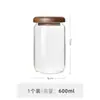 Frasco de vidrio con cuello de madera de acacia, frasco de vidrio para almacenar alimentos de cocina, té, té, té, almacenamiento a prueba de humedad, almacenamiento conveniente