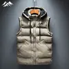 Jaqueta colete grossa plus size masculina 2025 Nova Outono Inverno Cor sólida Estampada Colete