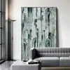 Pintura Decorativa de Casa de Hóspedes Arte Mori Abstrata Pós-moderna Luxo Leve Pintura de Parede para Sala Modelo Sala de Estudo Mural de Parede Linha Verde