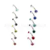 Piercings de Umbigo Coloridos com Pedras de Diamante Transfronteiriços, Piercings de Umbigo de Aço Inoxidável, Joias para Body Piercing, Diamantes Prensados de Zircônia, Designs Coloridos Deslumbrantes com Diamantes Completos
