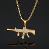 Europeu e americano hip hop colar M4 fuzil de assalto titânio aço banhado a ouro pingente moda hipster INS fábrica de joias em lote de estoque