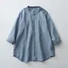 Camisa de Lino de Algodón Holgada Estilo Japonés Talla Grande para Mujer Verano 2025 Color Nuevo Versátil Casual Cuello Redondo Manga de Cinco Puntos