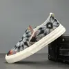 Sapatos Masculinos 2026 Novo Estilo Primavera Estilo Chinês Respirável Sapatos Xadrez Sem Cadarços Casuais de Lona de Cano Baixo Masculinos