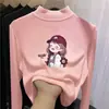 Y2346# Camiseta interior de terciopelo para niños con cuello semi-alto, para otoño e invierno, abrigo cálido, primavera y otoño invierno, niña de bebé, moda