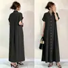 Vestido Nuevo de Verano 2026 Estilo Japonés para Viajar Cuello Alto Holgado de un Solo Botón