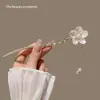 Nuevo Pasador de Pelo con Borla de Flor de Concha Estilo Chino para Mujer Pasador de Perla Estilo Antiguo Tocado Hanfu Elegante Pasador para Recogido Sensación de Alta Gama
