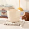 Taza de Cerámica Popular Linda para Apilar Estilo Ins Taza de Agua para Pareja Taza de Café Taza de Desayuno de Dibujos Animados Alta Apariencia