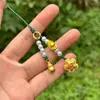 Corrente de Celular Cavalo de Madeira com Gotejamento de Óleo Dourado Antigo Novo Estilo Chinês Pingente Artesanal DIY Pingente Pequenos Acessórios Estilo Chinês