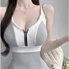 Vestido sem mangas de cor bloco com zíper, estilo novo primavera/verão da Dongdaemun, Coreia do Sul, slim fit e valoriza a silhueta, cobre o quadril, versátil
