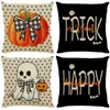 Amazon Transfronterizo Temu Popular Lino al por Mayor Funda de Almohada de Halloween Funda de Almohada Cuadrada de Felpa Funda de Almohada Cómoda
