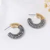 Para Pendientes de Aro Mediano con Forma de Media Luna Convexos Brillantes Tachonados con Pedrería de Alta Gama Exquisitos Transfronterizos, Accesorios Versátiles de Invierno Más Vendidos