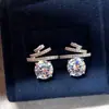 Pendientes Redondos Brillantes de Diamante Frescos y Elegantes para Mujer, Nuevo Estilo Popular 2026, Pendientes de Gama Alta, Pendientes de Circonita Únicos y Hermosos