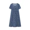 Vestido Feminino Elegante Flare Tamanho Plus Primavera/Verão 2023 Amazon TEMU Europeu e Americano Vestido de Manga Curta Estampado com Gola Redonda