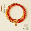 Nova Pulseira de Cristal Amarelo Natural Estilo Chinês, Cristal Torre Amarela, Pulseira de Ágata Vermelha para Mulheres, Joias Empilháveis, Presente de Aniversário, Item de Presente