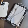 Cadena para Teléfono Móvil de Alto Nivel Ultra Brillante con Corazón Diagonal de Perlas Estilo Coreano Estilo Ins Correa Moderna Cadena Colgante para Teléfono Móvil Joyería Colgante