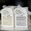 Caja de dulces para regalo de boda transfronterizo de Amazon, con cinta hueca para regalo láser, cartón, fábrica de Zhejiang en stock