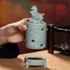 Queimador de Incenso Celadon de Longquan Queimador de Incenso para Casa Interior Cerâmica Chinesa Zen Sândalo Cerimônia do Chá Ornamentos de Mesa Bandeja de Agarwood