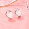 Pendientes de corazón con candado fresco estilo Mori, pendientes sencillos de jade blanco de imitación para niña, joyería elegante y dulce de alta calidad para las orejas.