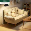 Sofá perezoso moderno estilo crema para salas de estar pequeñas, sofá plegable para dormitorio, sofá doble pequeño para apartamentos de alquiler, tela