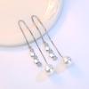 Accesorios para las orejas de perla larga exagerada con temperamento para mujer, estilo coreano, fresco y lindo, con forma de estrella de cinco puntas y meteorito.