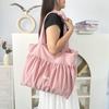 Bolso de Hombro con Cordones Plisado Estilo Perezoso Gran Capacidad Bolso de Axila Bolso de Lona Coreano Fresco y Sencillo Bolso de Algodón y Lino