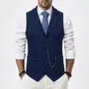 Nuevo Chaleco de Traje de Tweed Espiga para Hombre de Comercio Exterior Amazon Primavera y Otoño con Cuello de Solapa Vintage y Detalle de Cadena