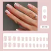 Manicura Francesa de Borde Blanco Rosa Nude de Venta Caliente Transfronteriza, Uñas Portables Suaves y Elegantes, Uñas Planas, 24 Parches para Uñas