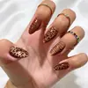 Estampa de Leopardo Degradê Padrão Tigre Color Blocking Olho de Gato Unhas Postiças Estilo Hot Girl Pontas de Unha Longas Amêndoa Acabadas Unhas Postiças