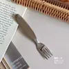 Juego de cuchara y tenedor de acero inoxidable para niños para uso en casa, cuchara para bebé, cuchara de alimentación para madre y bebé, cuchara de postre engrosada, cuchara para pastel, tenedor para frutas
