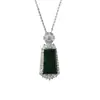Collar Colgante de Plata S925 Incrustado con Jade Verde Brillante Moda Versátil Colgante Simple