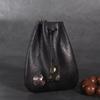 Cartera de Monedero de Piel de Vaca de Primera Capa, Bolsita para Llaves de Coche, Bolsa de la Suerte, Bolsa para Monedas Sueltas, Riñonera, Pantalones con Bolsillos de Solapa y Cordón para Hombres y Mujeres, Bolso Pequeño Sencillo para Colgar